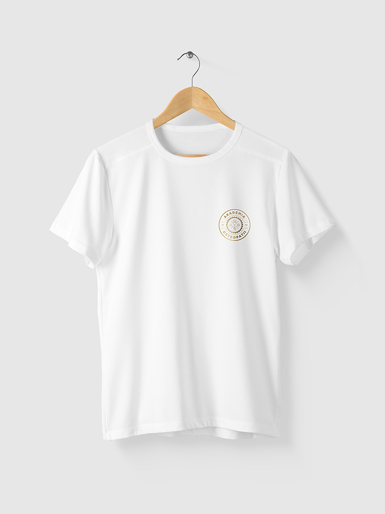 Blank White T-Shirt Mock-up on wooden hanger, front and rear sid