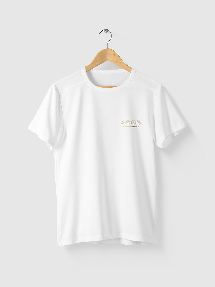 Blank White T-Shirt Mock-up on wooden hanger, front and rear sid
