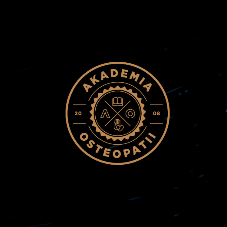 logo akademii osteopatii 2008 rok - na czarnym tle
